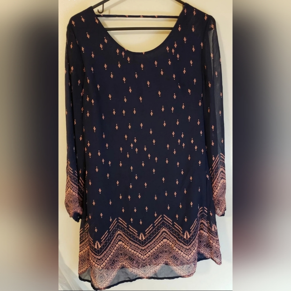 Jolt Navy Blue and Coral Dress Women's Size Medium